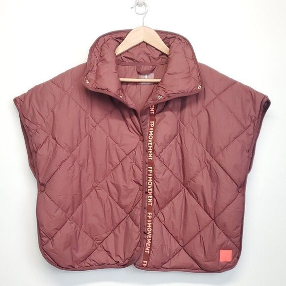 Free People Movement Chill Out Packable Puffer Poncho Scarf Vest One Size - Picture 2 of 15